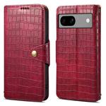 For Google Pixel 7a Denior Crocodile Texture Oil Edge Leather Phone Case(Rose Red)