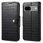 For Google Pixel 7a Denior Crocodile Texture Oil Edge Leather Phone Case(Black)