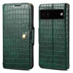 For Google Pixel 6a Denior Crocodile Texture Oil Edge Leather Phone Case(Green)