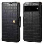 For Google Pixel 6a Denior Crocodile Texture Oil Edge Leather Phone Case(Black)