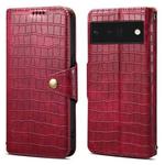 For Google Pixel 6 Pro Denior Crocodile Texture Oil Edge Leather Phone Case(Rose Red)