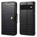 For Google Pixel 6 Pro Denior Crocodile Texture Oil Edge Leather Phone Case(Black)