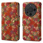 For Huawei Mate 60 Denior Flower Language Series Cork Fabric Oil Edge Leather Phone Case(Summer)