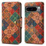 For Google Pixel 8 Pro Denior Flower Language Series Cork Fabric Oil Edge Leather Phone Case(Winter)