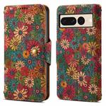 For Google Pixel 7 Pro Denior Flower Language Series Cork Fabric Oil Edge Leather Phone Case(Spring)