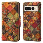 For Google Pixel 7 Pro Denior Flower Language Series Cork Fabric Oil Edge Leather Phone Case(Autumn)