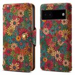 For Google Pixel 6a Denior Flower Language Series Cork Fabric Oil Edge Leather Phone Case(Spring)