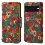 For Google Pixel 6 Pro Denior Flower Language Series Cork Fabric Oil Edge Leather Phone Case(Spring)