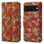 For Google Pixel 6 Pro Denior Flower Language Series Cork Fabric Oil Edge Leather Phone Case(Summer)