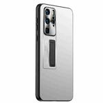 For Huawei P40 Pro Frosted Metal Hybrid TPU Holder Phone Case(Silver)
