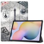 For Samsung Galaxy Tab S8+ / Tab S8 Plus /  Tab S7 FE / Tab S7+ Custer Painted PU Leather Case with Sleep / Wake-up Function & 3-Fold Holder(Retro Tower)