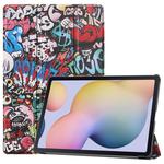For Samsung Galaxy Tab S8+ / Tab S8 Plus /  Tab S7 FE / Tab S7+ Custer Painted PU Leather Case with Sleep / Wake-up Function & 3-Fold Holder(Graffiti)