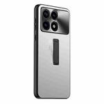 For Xiaomi Redmi K70 Pro Frosted Metal Hybrid TPU Holder Phone Case(Silver)