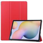 For Samsung Galaxy Tab S8+ / Tab S8 Plus /  Tab S7 FE / Tab S7+ Custer Texture Smart PU Leather Case with Sleep / Wake-up Function & 3-Fold Holder(Red)