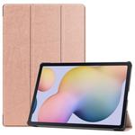 For Samsung Galaxy Tab S8+ / Tab S8 Plus /  Tab S7 FE / Tab S7+ Custer Texture Smart PU Leather Case with Sleep / Wake-up Function & 3-Fold Holder(Rose Gold)