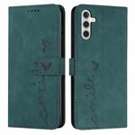 For Samsung Galaxy M55 / C55 Skin Feel Heart Embossed Leather Phone Case with Long Lanyard(Green)