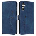 For Samsung Galaxy M55 / C55 Skin Feel Heart Embossed Leather Phone Case with Long Lanyard(Blue)