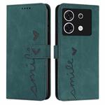 For Infinix Zero 30 5G Skin Feel Heart Embossed Leather Phone Case with Long Lanyard(Green)