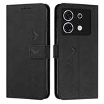 For Infinix Zero 30 5G Skin Feel Heart Embossed Leather Phone Case with Long Lanyard(Black)