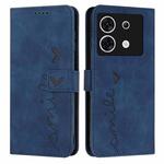 For Infinix Zero 30 5G Skin Feel Heart Embossed Leather Phone Case with Long Lanyard(Blue)