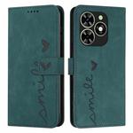 For Infinix Smart 8 Skin Feel Heart Embossed Leather Phone Case with Long Lanyard(Green)