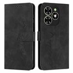 For Infinix Smart 8 Skin Feel Heart Embossed Leather Phone Case with Long Lanyard(Black)