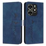 For Infinix Smart 8 Skin Feel Heart Embossed Leather Phone Case with Long Lanyard(Blue)