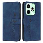 For Infinix Hot 40i Skin Feel Heart Embossed Leather Phone Case with Long Lanyard(Blue)