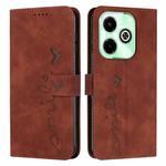 For Infinix Hot 40i Skin Feel Heart Embossed Leather Phone Case with Long Lanyard(Brown)