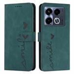 For Infinix Note 40 4G Skin Feel Heart Embossed Leather Phone Case with Long Lanyard(Green)