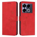For Infinix Note 40 4G Skin Feel Heart Embossed Leather Phone Case with Long Lanyard(Red)