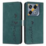 For Infinix GT 20 Pro Skin Feel Heart Embossed Leather Phone Case with Long Lanyard(Green)