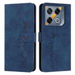 For Infinix GT 20 Pro Skin Feel Heart Embossed Leather Phone Case with Long Lanyard(Blue)