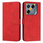 For Infinix GT 20 Pro Skin Feel Heart Embossed Leather Phone Case with Long Lanyard(Red)