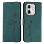 For Infinix Hot 50i Skin Feel Heart Embossed Leather Phone Case with Long Lanyard(Green)