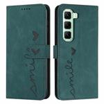 For Infinix Hot 50 Pro 4G Skin Feel Heart Embossed Leather Phone Case with Long Lanyard(Green)