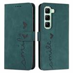 For Infinix Hot 50 Pro+ 4G Skin Feel Heart Embossed Leather Phone Case with Long Lanyard(Green)