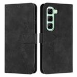 For Infinix Hot 50 Pro+ 4G Skin Feel Heart Embossed Leather Phone Case with Long Lanyard(Black)