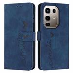 For Infinix Note 50 4G / 50 Pro 4G Skin Feel Heart Embossed Leather Phone Case with Long Lanyard(Blue)