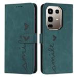 For Infinix Note 50x Skin Feel Heart Embossed Leather Phone Case with Long Lanyard(Green)