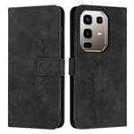 For Infinix Note 50 Pro+ Skin Feel Heart Embossed Leather Phone Case with Long Lanyard(Black)