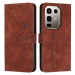 For Infinix Note 50 Pro+ Skin Feel Heart Embossed Leather Phone Case with Long Lanyard(Brown)