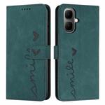 For Infinix Smart 10 4G Skin Feel Heart Embossed Leather Phone Case with Long Lanyard(Green)