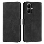 For Infinix Smart 10 4G Skin Feel Heart Embossed Leather Phone Case with Long Lanyard(Black)