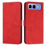 For Infinix Smart 10 Plus 4G Skin Feel Heart Embossed Leather Phone Case with Long Lanyard(Red)