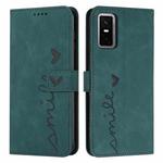For Infinix GT 30 Pro Skin Feel Heart Embossed Leather Phone Case with Long Lanyard(Green)