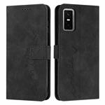 For Infinix GT 30 Pro Skin Feel Heart Embossed Leather Phone Case with Long Lanyard(Black)