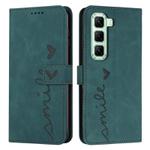 For Infinix Hot 60 Pro 4G Skin Feel Heart Embossed Leather Phone Case with Long Lanyard(Green)