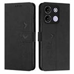 For itel A60s Skin Feel Heart Embossed Leather Phone Case with Long Lanyard(Black)