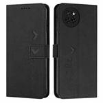 For itel S23 Skin Feel Heart Embossed Leather Phone Case with Long Lanyard(Black)